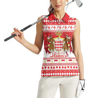 Monaco Christmas Women Sleeveless Polo Shirt Joyeux Noel Coat Of Arms - Wonder Print Shop