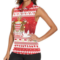 Monaco Christmas Women Sleeveless Polo Shirt Joyeux Noel Coat Of Arms - Wonder Print Shop