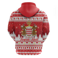 Monaco Christmas Zip Hoodie Joyeux Noel Coat Of Arms - Wonder Print Shop