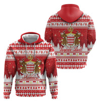Monaco Christmas Zip Hoodie Joyeux Noel Coat Of Arms - Wonder Print Shop