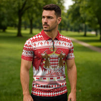 Monaco Christmas Zipper Polo Shirt Joyeux Noel Coat Of Arms - Wonder Print Shop