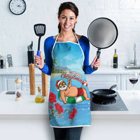 Monaco Christmas Apron Swimming Santa Claus - Wonder Print Shop