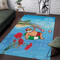 Monaco Christmas Area Rug Swimming Santa Claus - Wonder Print Shop