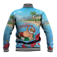 Monaco Christmas Baseball Jacket Swimming Santa Claus - Wonder Print Shop