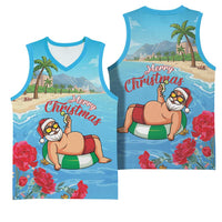 Monaco Christmas Basketball Jersey Swimming Santa Claus - Wonder Print Shop