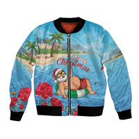 Monaco Christmas Bomber Jacket Swimming Santa Claus - Wonder Print Shop