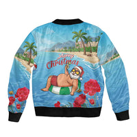 Monaco Christmas Bomber Jacket Swimming Santa Claus - Wonder Print Shop