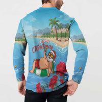 Monaco Christmas Button Sweatshirt Swimming Santa Claus - Wonder Print Shop