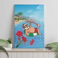 Monaco Christmas Canvas Wall Art Swimming Santa Claus - Wonder Print Shop