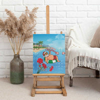 Monaco Christmas Canvas Wall Art Swimming Santa Claus - Wonder Print Shop