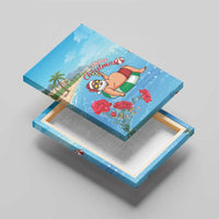Monaco Christmas Canvas Wall Art Swimming Santa Claus - Wonder Print Shop