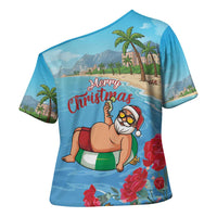 Monaco Christmas Cross Shoulder Shirt Swimming Santa Claus - Wonder Print Shop