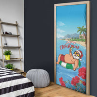 Monaco Christmas Door Cover Swimming Santa Claus - Wonder Print Shop