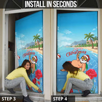 Monaco Christmas Door Cover Swimming Santa Claus - Wonder Print Shop