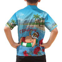 Monaco Christmas Family Matching Long Sleeve Bodycon Dress and Hawaiian Shirt Swimming Santa Claus - Wonder Print Shop