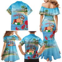 Monaco Christmas Family Matching Mermaid Dress and Hawaiian Shirt Swimming Santa Claus - Wonder Print Shop