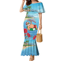 Monaco Christmas Family Matching Mermaid Dress and Hawaiian Shirt Swimming Santa Claus - Wonder Print Shop