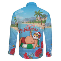 Monaco Christmas Family Matching Off Shoulder Short Dress and Hawaiian Shirt Swimming Santa Claus - Wonder Print Shop