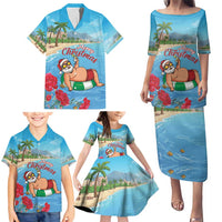 Monaco Christmas Family Matching Puletasi and Hawaiian Shirt Swimming Santa Claus - Wonder Print Shop