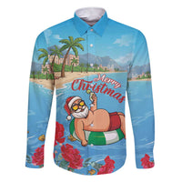 Monaco Christmas Family Matching Short Sleeve Bodycon Dress and Hawaiian Shirt Swimming Santa Claus - Wonder Print Shop