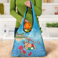 Monaco Christmas Grocery Bag Swimming Santa Claus - Wonder Print Shop