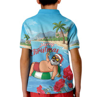 Monaco Christmas Kid Polo Shirt Swimming Santa Claus - Wonder Print Shop