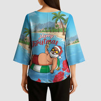 Monaco Christmas Kimono Sleeve Blouse Swimming Santa Claus - Wonder Print Shop