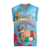 Monaco Christmas Knitted V-Neck Vest Swimming Santa Claus - Wonder Print Shop