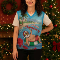 Monaco Christmas Knitted V-Neck Vest Swimming Santa Claus - Wonder Print Shop