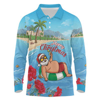 Monaco Christmas Long Sleeve Polo Shirt Swimming Santa Claus - Wonder Print Shop