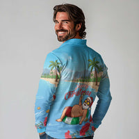 Monaco Christmas Long Sleeve Polo Shirt Swimming Santa Claus - Wonder Print Shop