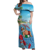 Monaco Christmas Off Shoulder Maxi Dress Swimming Santa Claus - Wonder Print Shop