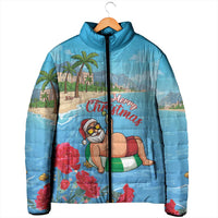 Monaco Christmas Padded Jacket Swimming Santa Claus - Wonder Print Shop