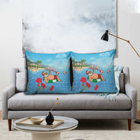 Monaco Christmas Pillow Cover Swimming Santa Claus - Wonder Print Shop
