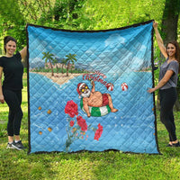 Monaco Christmas Quilt Swimming Santa Claus - Wonder Print Shop