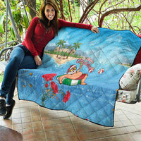 Monaco Christmas Quilt Swimming Santa Claus - Wonder Print Shop