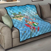 Monaco Christmas Quilt Swimming Santa Claus - Wonder Print Shop