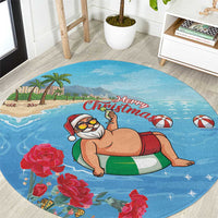Monaco Christmas Round Carpet Swimming Santa Claus - Wonder Print Shop