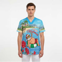 Monaco Christmas Scrub Top Swimming Santa Claus - Wonder Print Shop