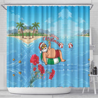 Monaco Christmas Shower Curtain Swimming Santa Claus - Wonder Print Shop
