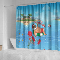 Monaco Christmas Shower Curtain Swimming Santa Claus - Wonder Print Shop