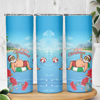 Monaco Christmas Skinny Tumbler Swimming Santa Claus - Wonder Print Shop