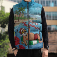 Monaco Christmas Sleeveless Puffer Jacket Swimming Santa Claus - Wonder Print Shop