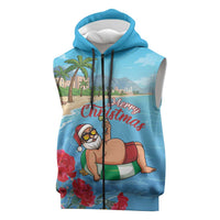 Monaco Christmas Sleeveless Zip Hoodie Swimming Santa Claus - Wonder Print Shop