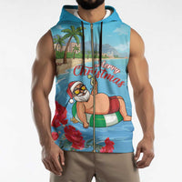 Monaco Christmas Sleeveless Zip Hoodie Swimming Santa Claus - Wonder Print Shop