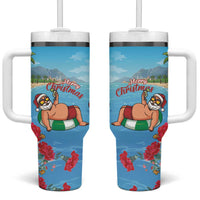 Monaco Christmas Tumbler With Handle Swimming Santa Claus - Wonder Print Shop