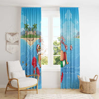 Monaco Christmas Window Curtain Swimming Santa Claus - Wonder Print Shop
