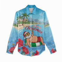 Monaco Christmas Women Casual Shirt Swimming Santa Claus - Wonder Print Shop