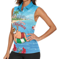 Monaco Christmas Women Sleeveless Polo Shirt Swimming Santa Claus - Wonder Print Shop
