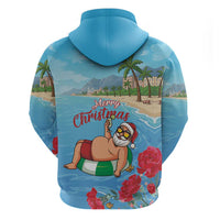 Monaco Christmas Zip Hoodie Swimming Santa Claus - Wonder Print Shop